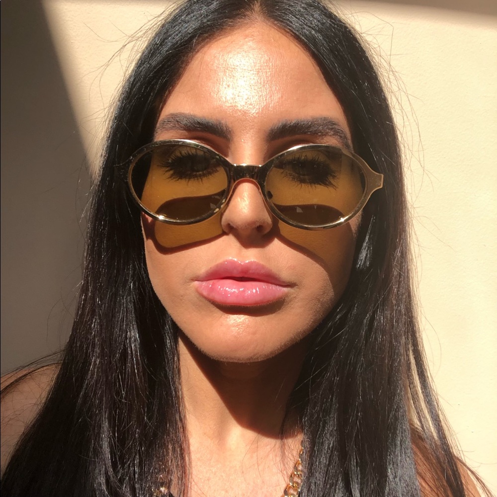 BURBERRY Vintage Gold Frame Oval Sunglasses
